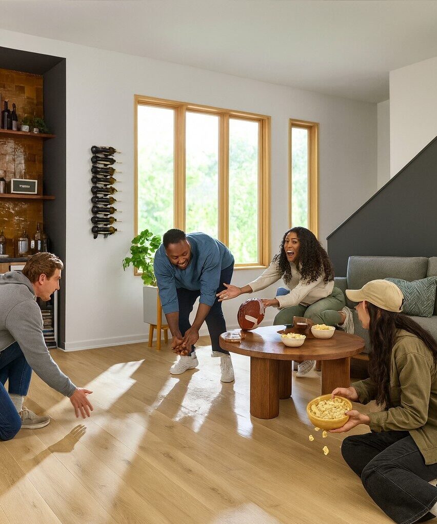 COREtec wood flooring in a styled living space