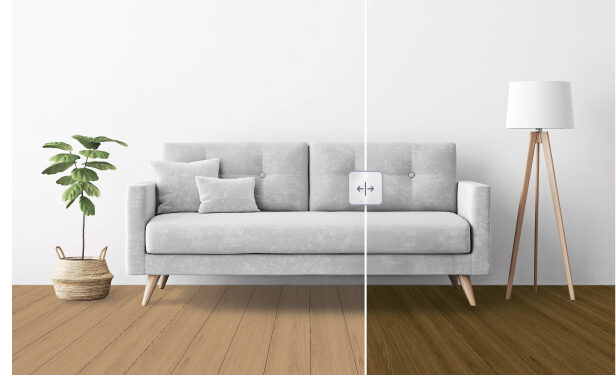 Flooring room visualizer shown in use