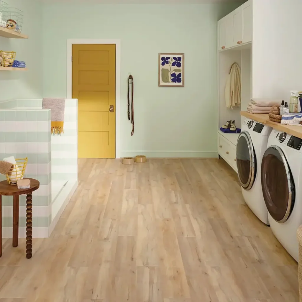 Shaw COREtec luxury vinyl flooring shown in a styled interior