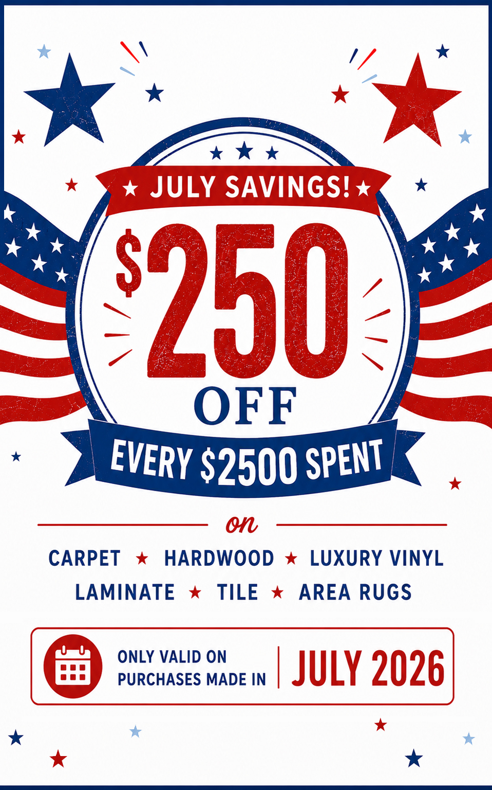 0726 America250Sale RectangleAd | Hadinger Flooring