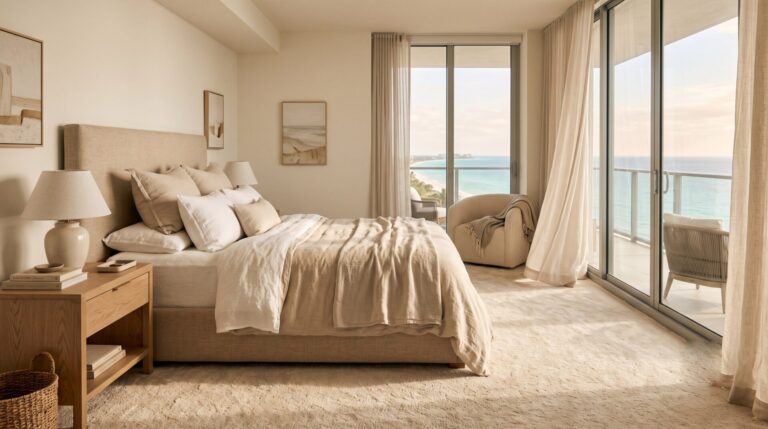 Carpet flooring in Naples FL condo bedroom coastal contemporary Hadinger Flooring