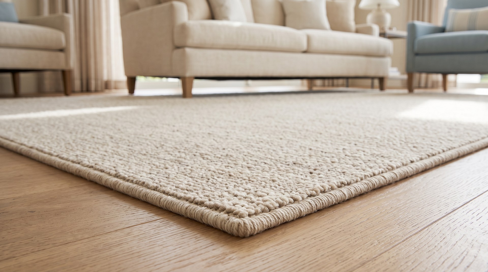 Custom area rug cutting and binding service at Hadinger Flooring Naples FL